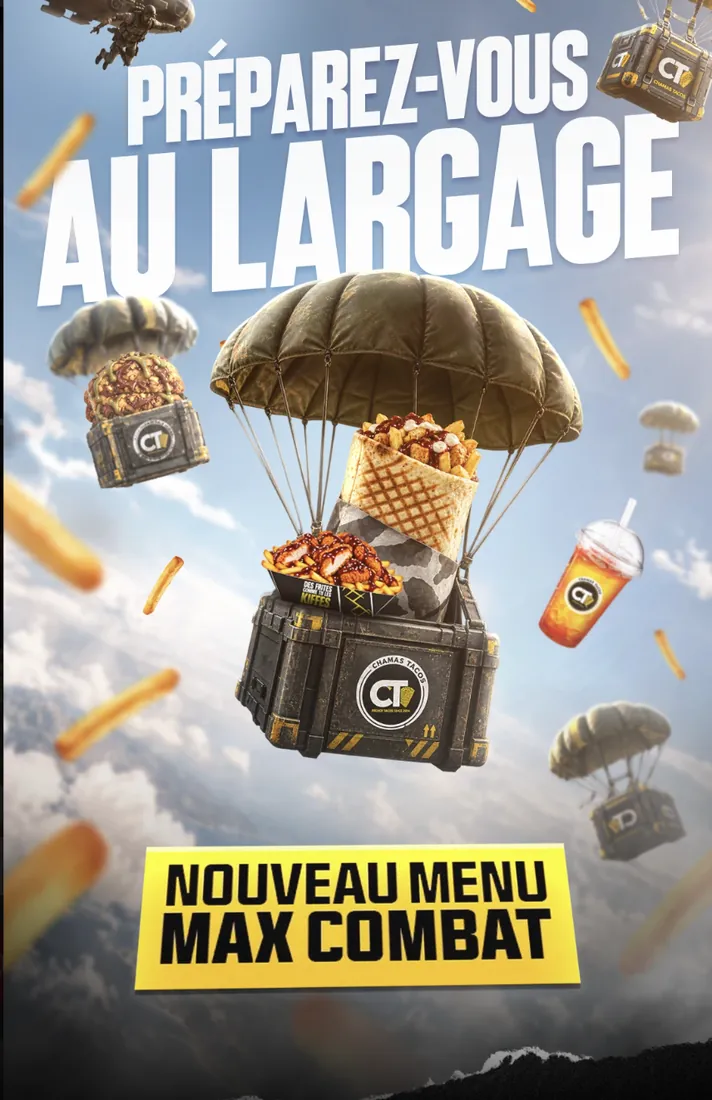 Chamas Tacos — Menu Max Combat, réalisation IKONIQ